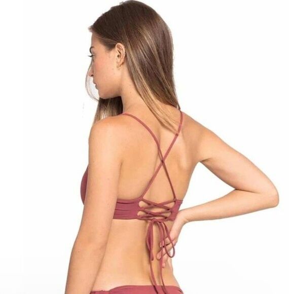 L*SPACE WOMENS SIZE DD - CUP CURRANT SENSUAL SOLIDS FLYNN TOP - Picture 3 of 8